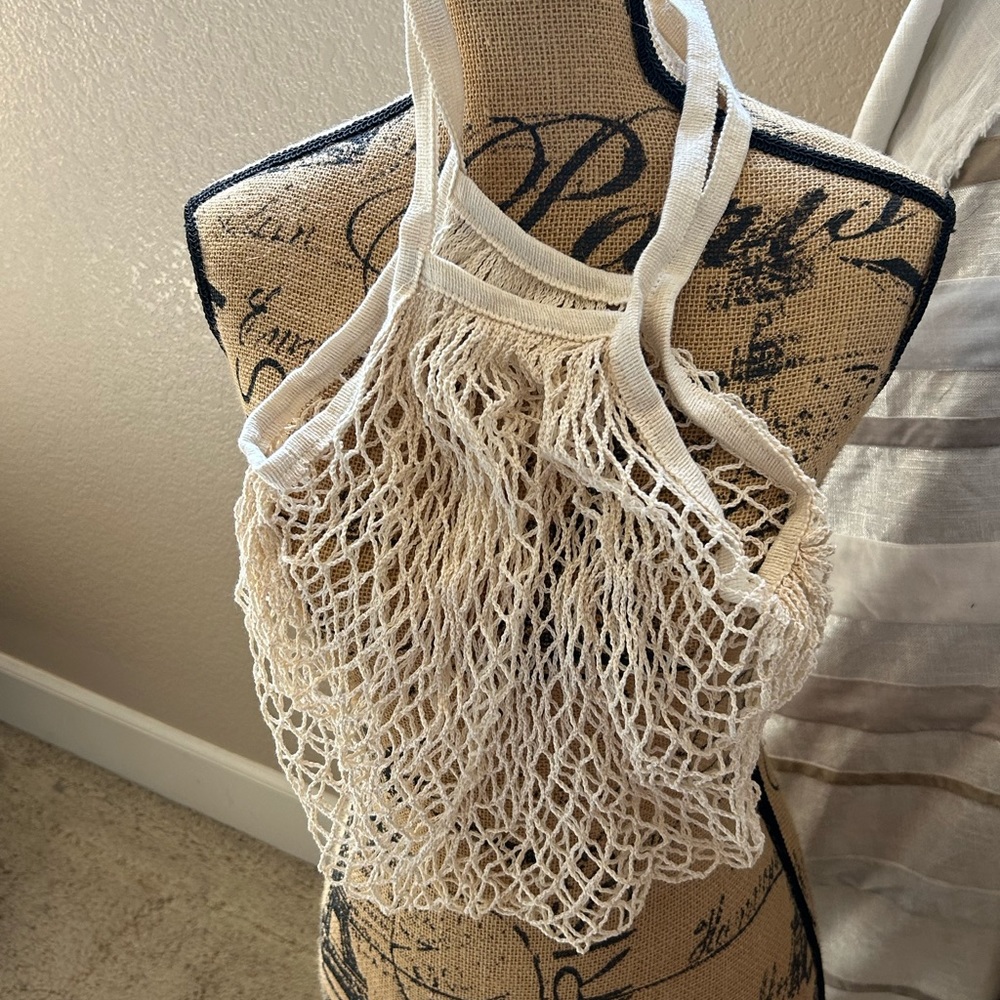 French ivory woven market bag NEW!
